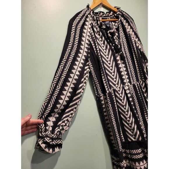 Maeve Anthropologie Dominique Black White Tribal Print Tunic Dress Sz M - Picture 4 of 9